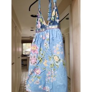 Beautiful boutique dress blue flower print M/L